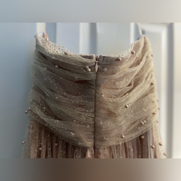 BHLDN Anthropologie Anya Pearl Sparkle Dress Midi Strapless Bridal Size 2 - Picture 6 of 10